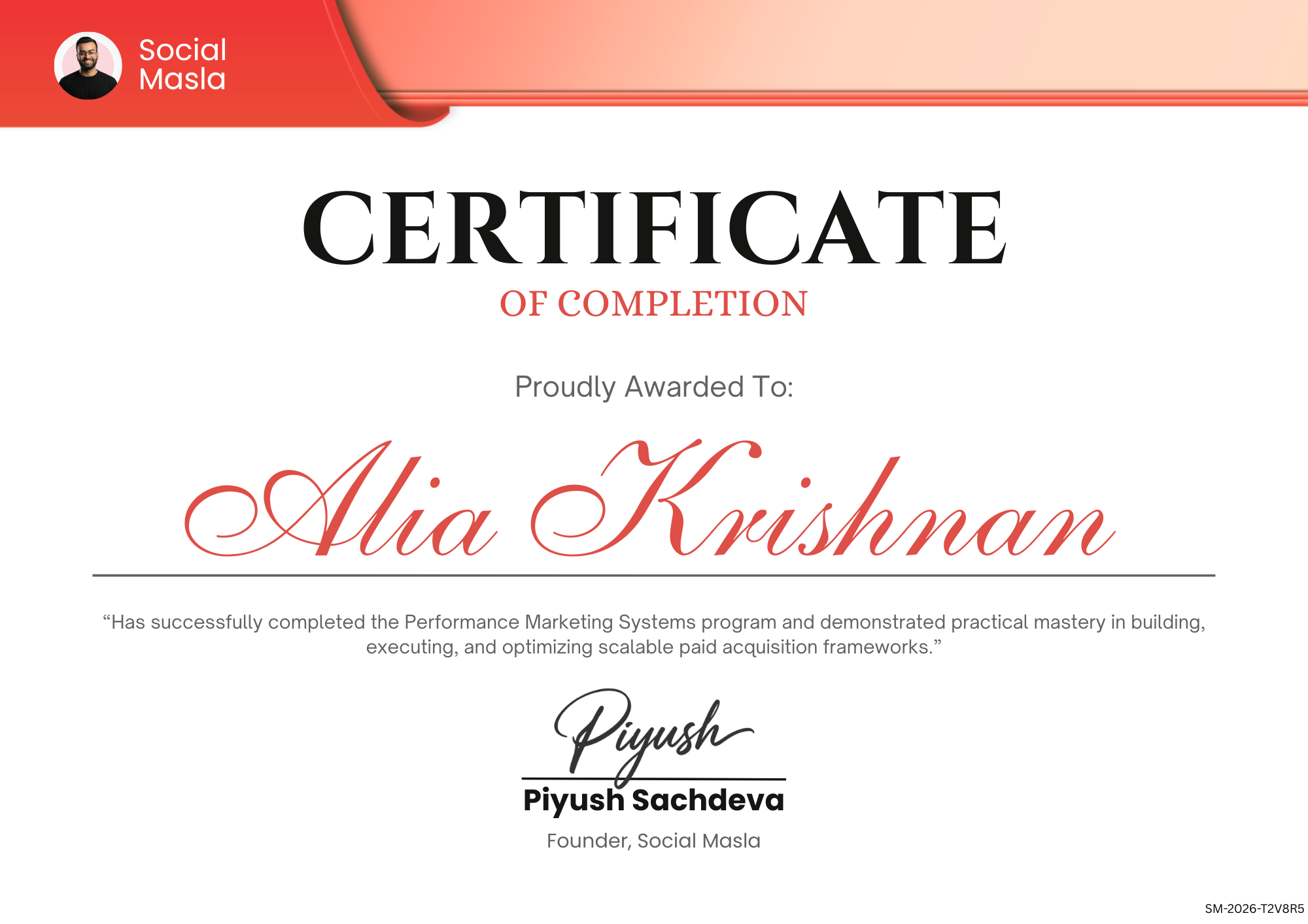 Performance Marketing Systems Certificate